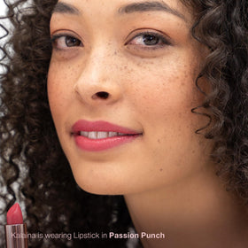 Mineral Fusion Lipstick Passion Punch application shows buttery glide and rich hydration