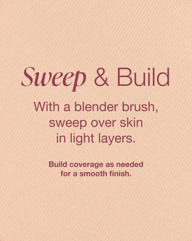 Application demo of Mineral Fusion pressed powder with a brush for buildable coverage.