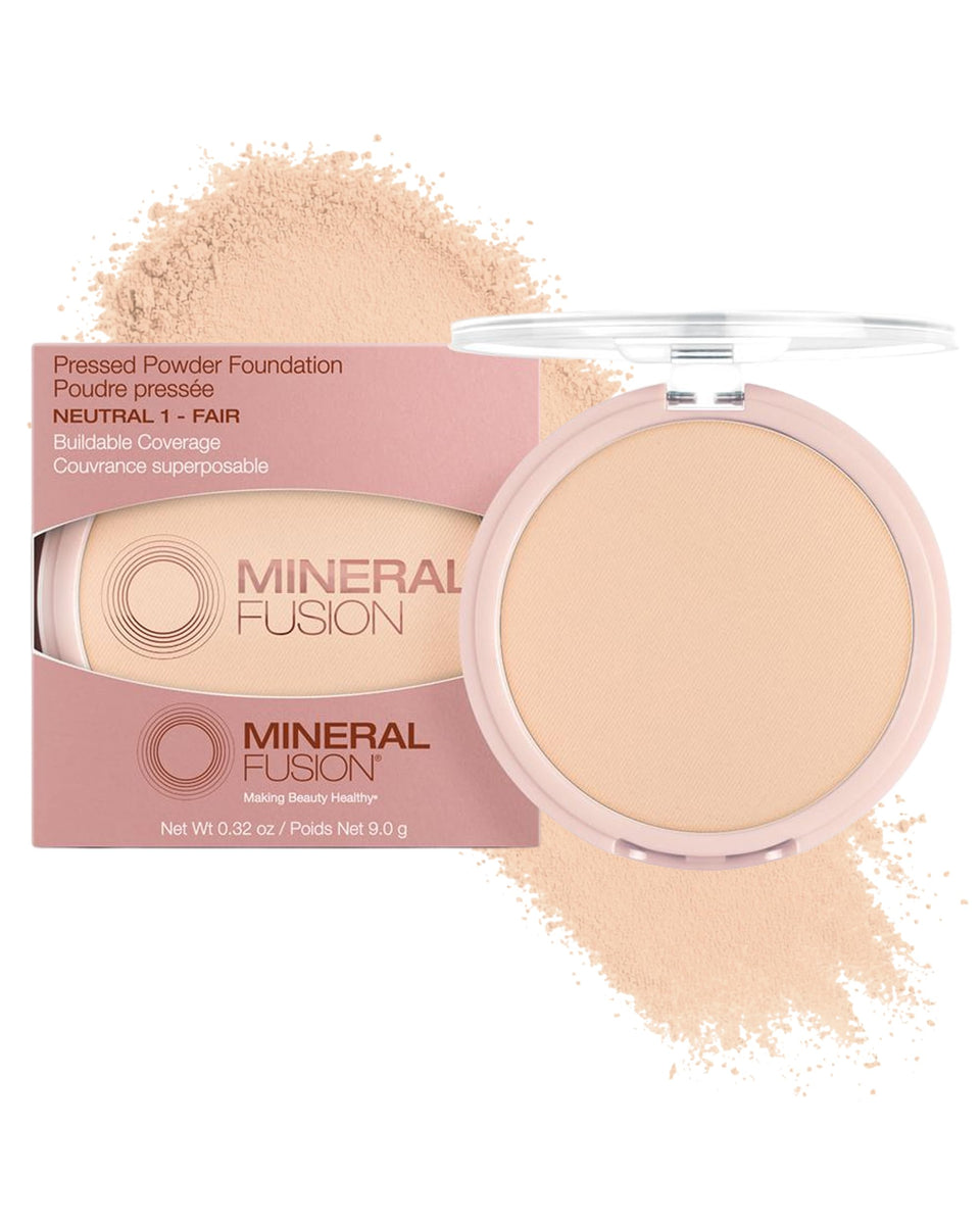 Mineral Fusion pressed powder foundation compact in Neutral 1 with natural matte finish.