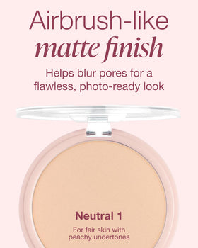 Close-up of Mineral Fusion pressed powder texture for seamless coverage and blendability.