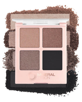 Mineral Fusion Rock Show eyeshadow palette close-up with metallic silvers for bold looks.
