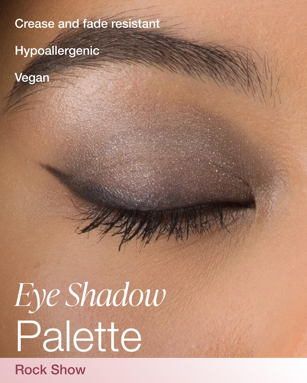 Mineral Fusion Rock Show swatches highlight metallic silvers for striking lids.