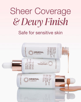 Close-up of serum on skin demonstrating a dewy finish