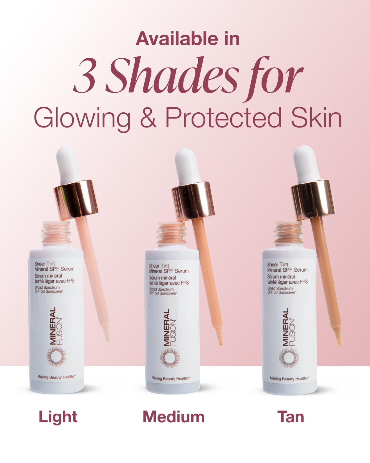 Model cheek displays dewy SPF finish with light coverage