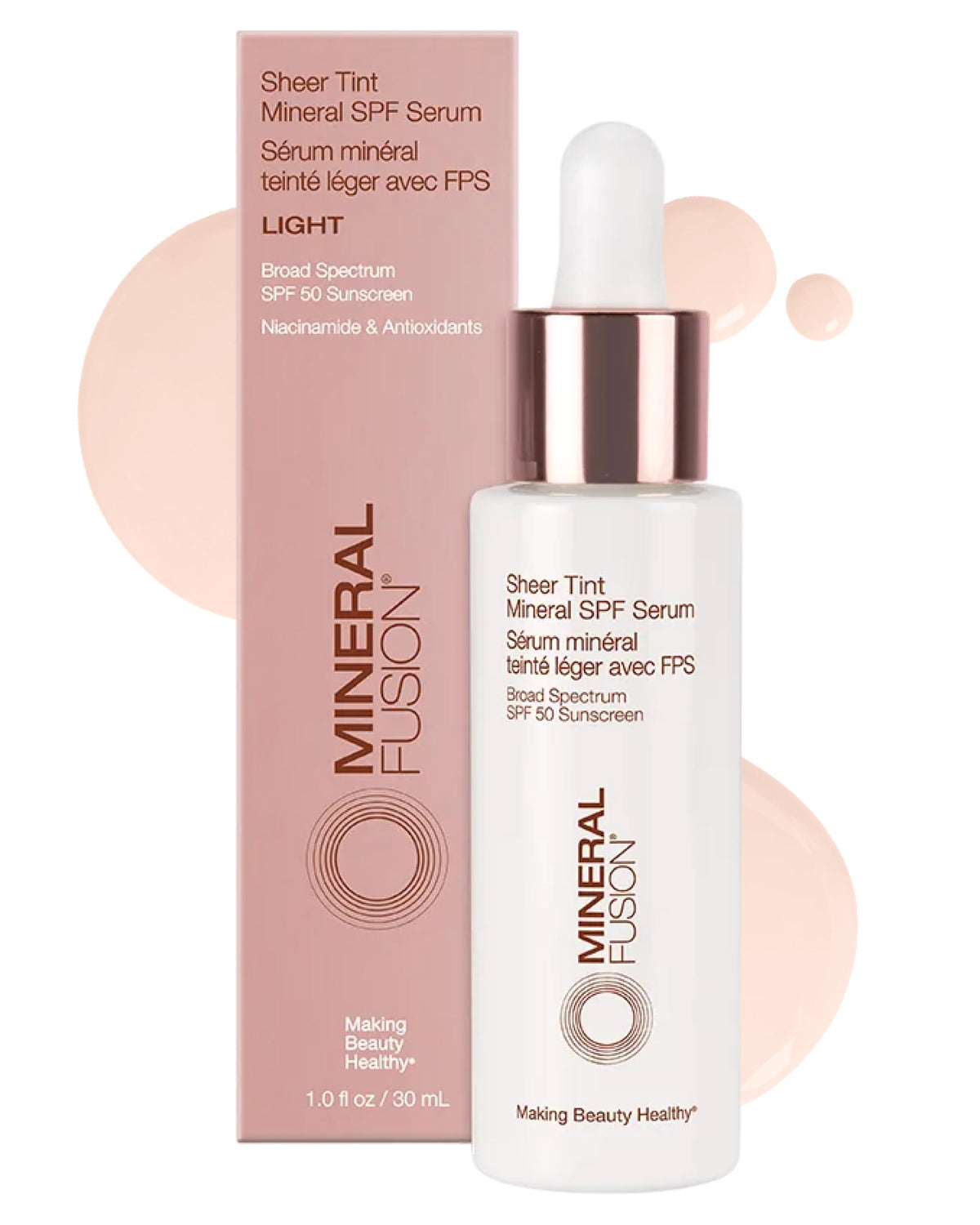 Mineral Fusion Sheer Tint SPF Face Serum bottle shown for light coverage and glow