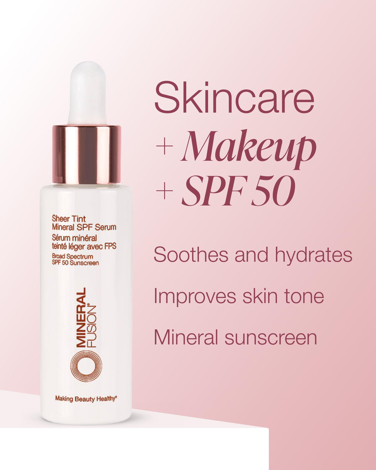 Packaging and pump of Mineral Fusion Sheer Tint SPF Face Serum