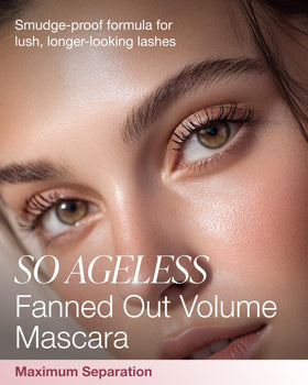 Close-up of Mineral Fusion So Ageless mascara brush showing smooth, clump-free application