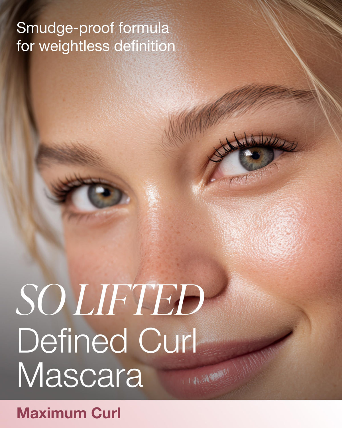 Close-up of Mineral Fusion curved brush lifting lashes for curl