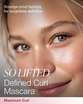 Close-up of Mineral Fusion curved brush lifting lashes for curl