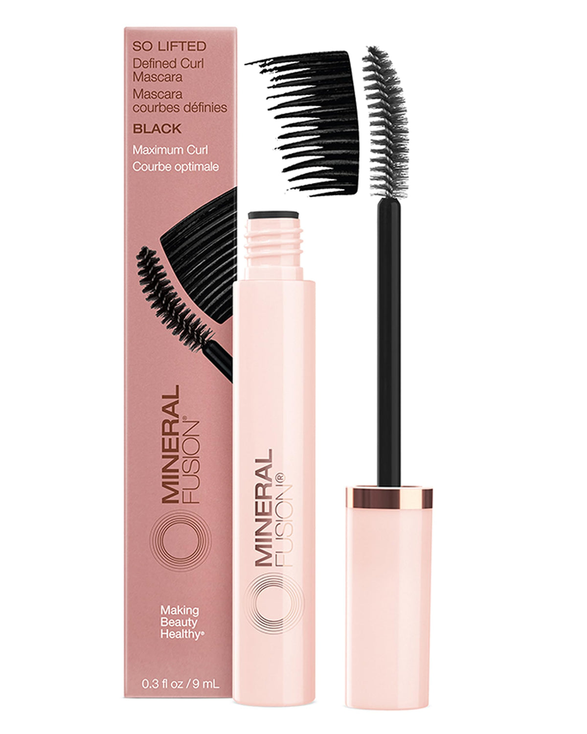 Mineral Fusion So Lifted Mascara packaging in black for quick, defined everyday lashes