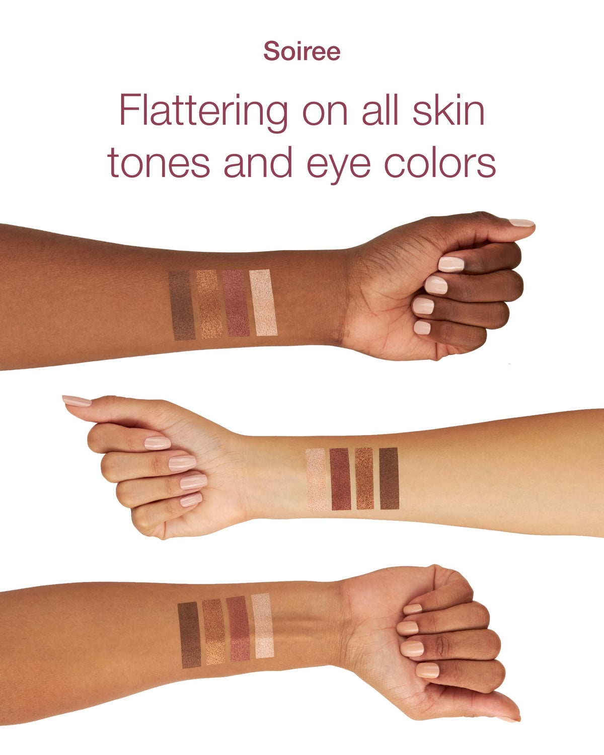 Mineral Fusion Soiree Eyeshadow Palette bronze shade closeup, warm depth for smoky or daytime looks
