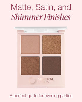 Mineral Fusion Soiree Eyeshadow Palette cream shade closeup, creamy texture for seamless eyelid blending