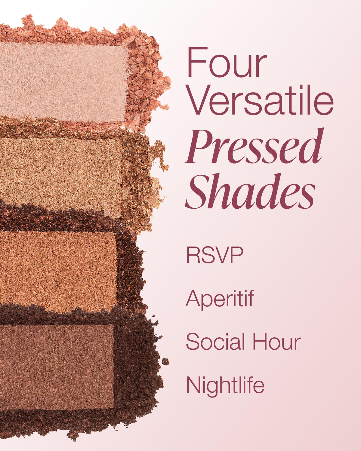 Mineral Fusion Soiree Eyeshadow Palette gold sparkle closeup, adds luminous shine without heaviness