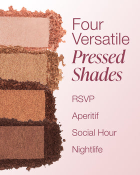 Mineral Fusion Soiree Eyeshadow Palette gold sparkle closeup, adds luminous shine without heaviness