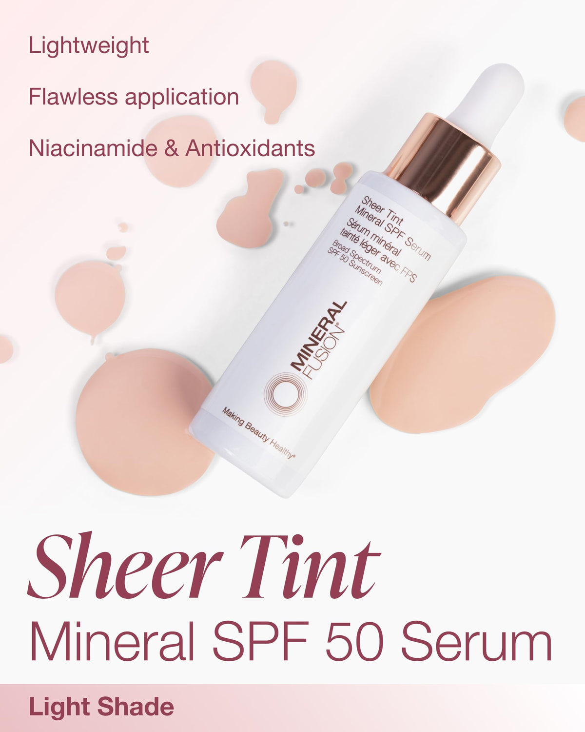 Applying the SPF 50 tinted serum delivers even tone with a natural finish