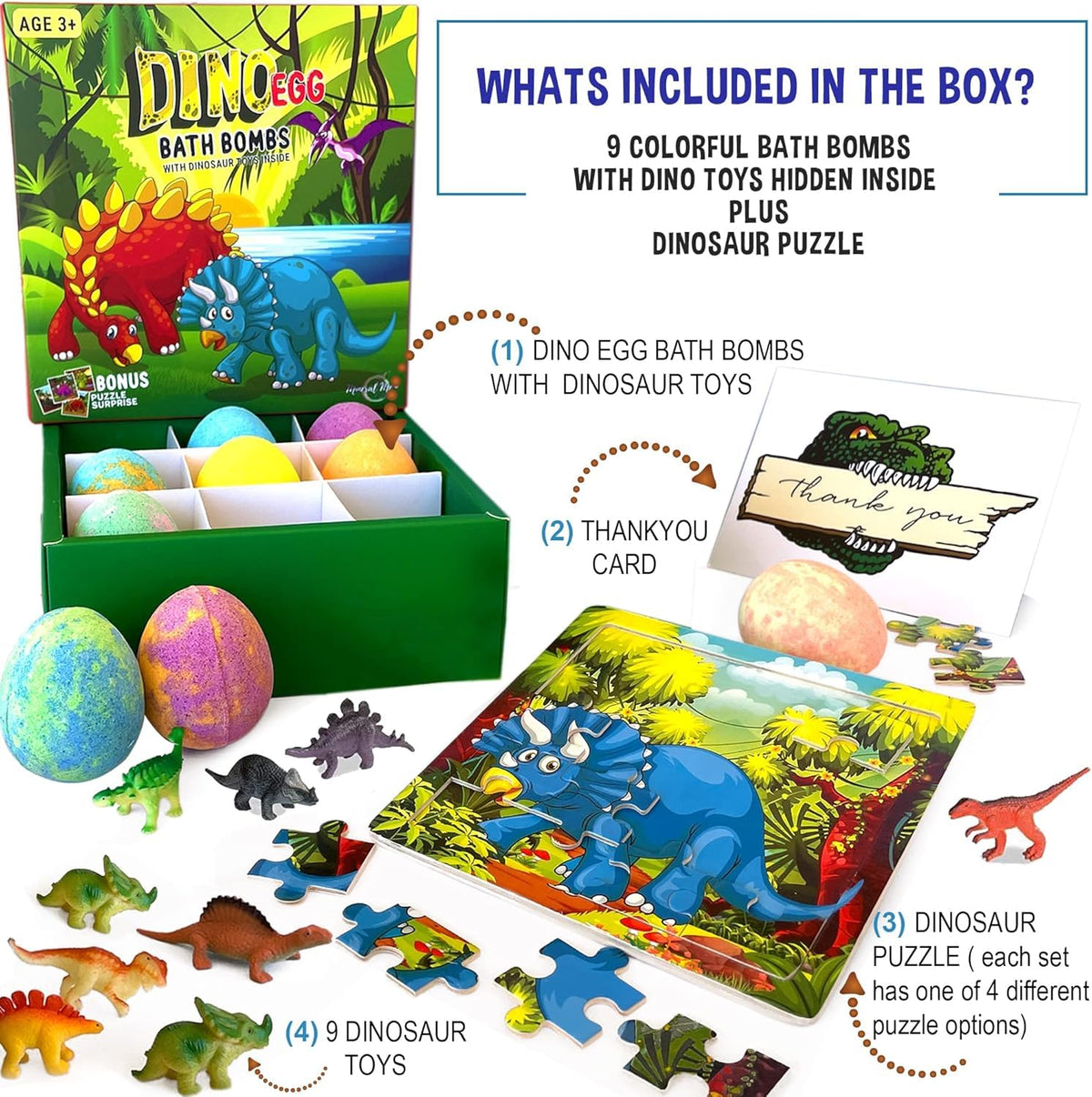 Mineral Me California bath bomb with dinosaur puzzle revealed in bath