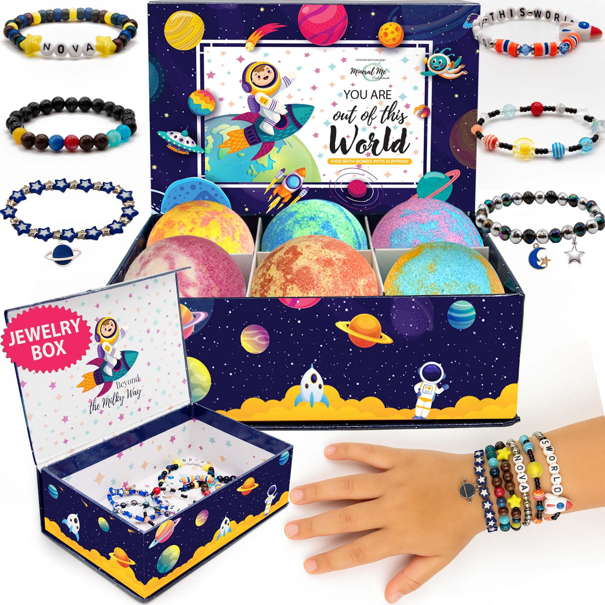Mineral Me California galaxy bath bombs with reusable keepsake box for gifting