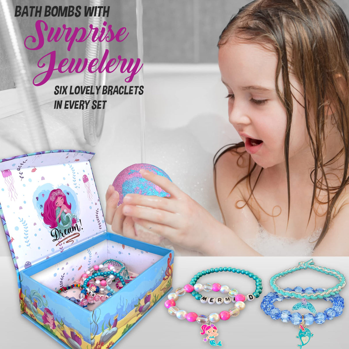 Mineral Me California jewelry box bath bomb reveals surprise jewelry for gifting.