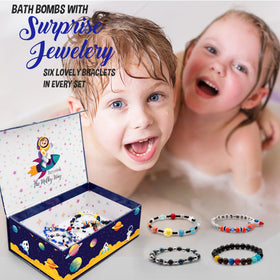 Kids enjoying bath time with galaxy bath bombs