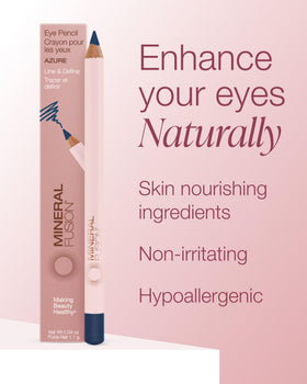 Mineral Fusion Eye Pencil Navy Azure packaging highlights travel-ready design.