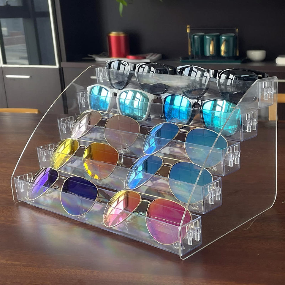 MineSign sunglasses organizer with clear shelves for maximum visibility and easy selection.