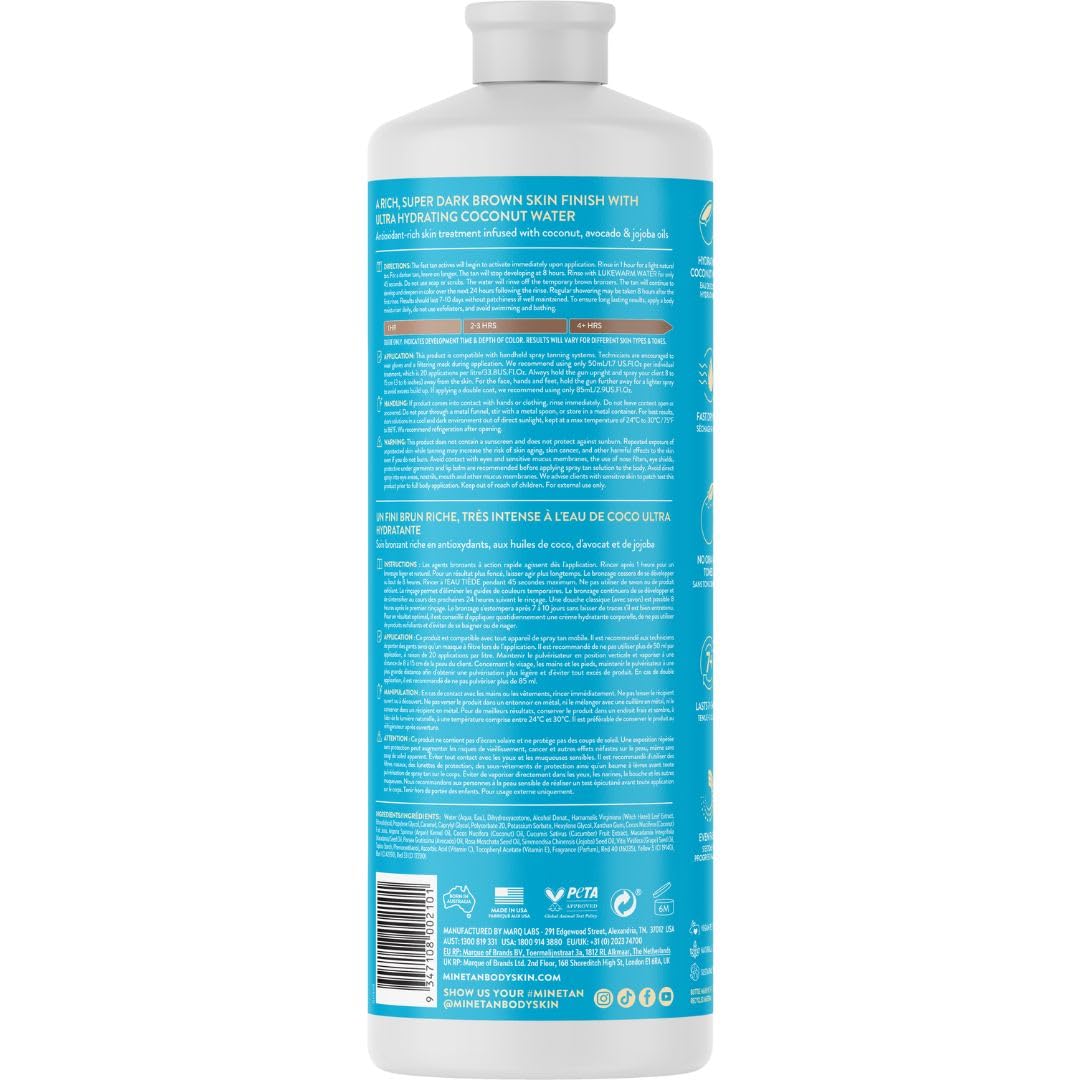 MINETAN express 1-hour tan action illustrating fast bronzing results.