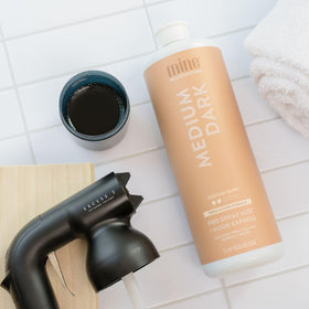 MINETAN BODY.SKIN 33.8oz bottle supports long-lasting salon grade tanning at home.