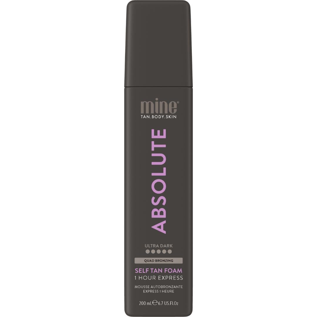 MINETAN BODY.SKIN Absolute bottle close-up showing ultra-dark self-tan formula.