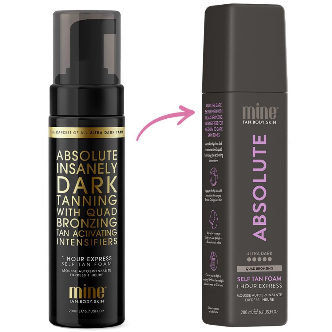 MINETAN BODY.SKIN Absolute bottle label highlights vegan, paraben-free formula.