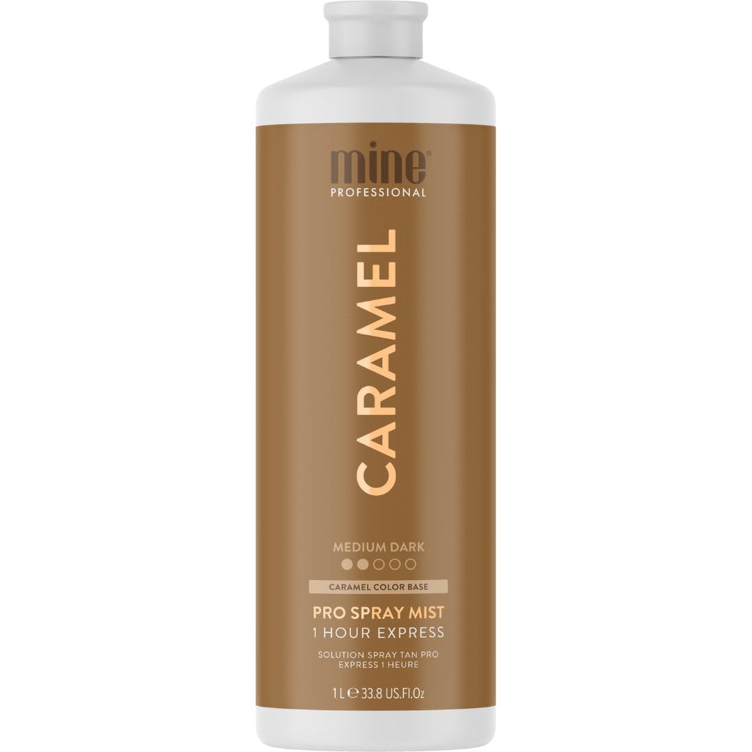 MINETAN BODY.SKIN Caramel spray-tan bottle pour for smooth, even coverage.