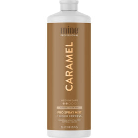 MINETAN BODY.SKIN Caramel spray-tan bottle pour for smooth, even coverage.