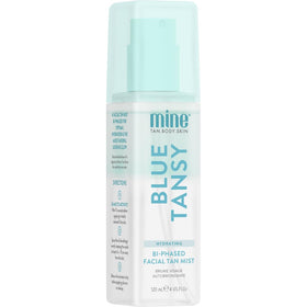 MINETAN Clear Face Tan Mist bottle demonstrates a clear, hydrating facial glow.