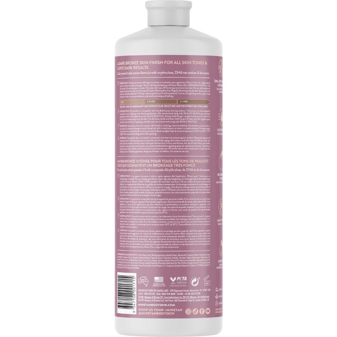 MINETAN Double Dark spray tan mist on skin for even coverage