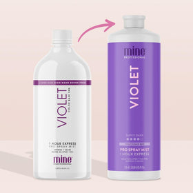 MINETAN Violet face hands feet light spray for precise application.