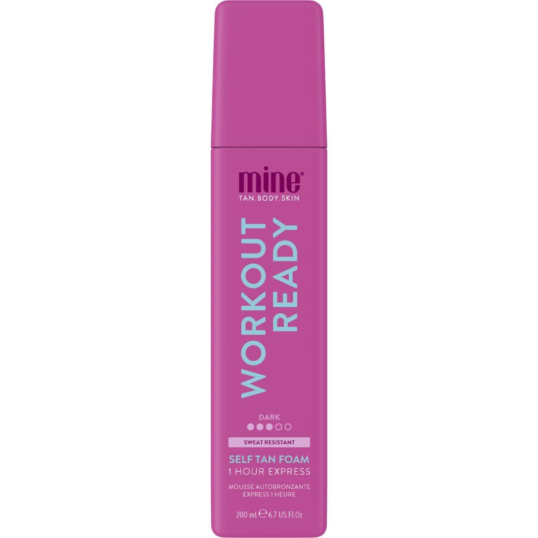 MINETAN WORKOUT READY FOAM bottle for express tan with long-lasting color.