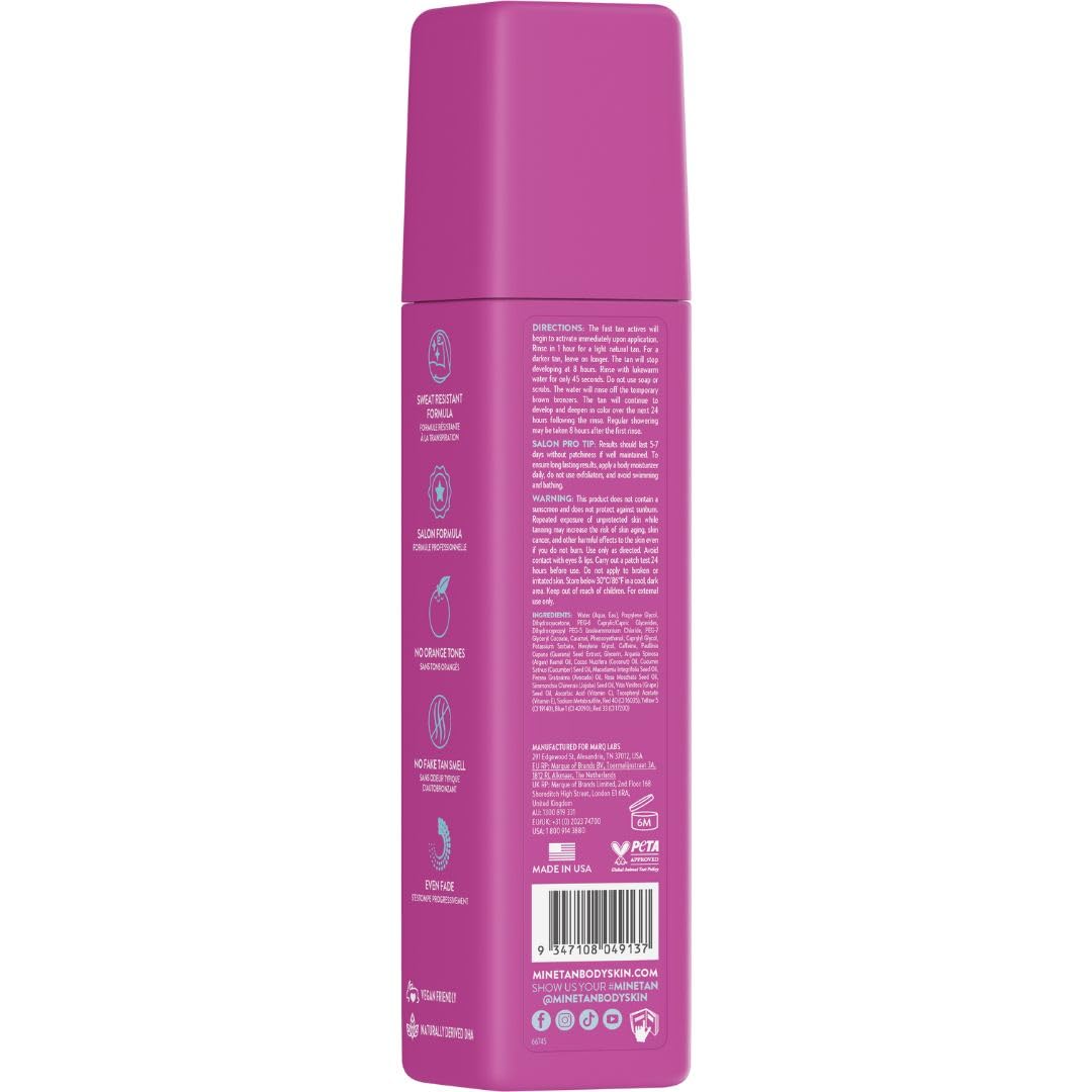 MINETAN WORKOUT READY FOAM pump highlights easy, even application.