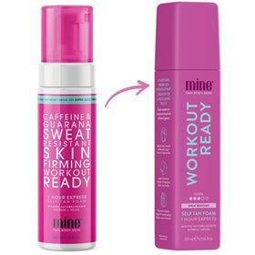 MINETAN WORKOUT READY FOAM after rinse shows evolving bronze hue.
