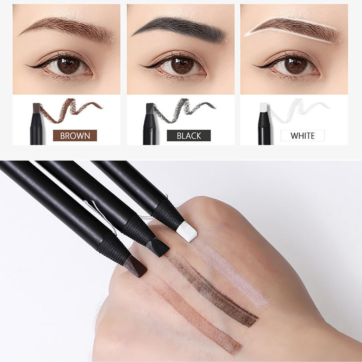 Mingran waterproof eyebrow pencils stay in place during procedures and workouts.