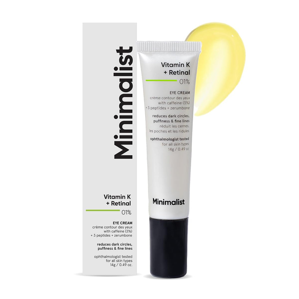 Minimalist Caffeine Eye Cream bottle pour demonstrates easy daily application.