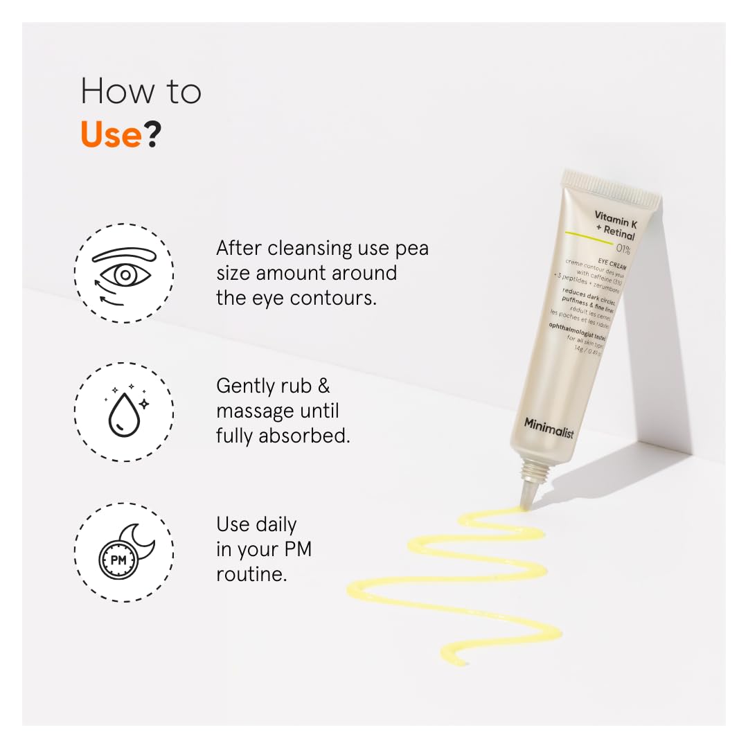 Minimalist Caffeine Eye Cream packaging display highlights premium ingredients and clean design.