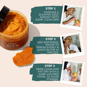 Minimo Glow Citrus Peach packaging box emphasizes clean ingredients and quality.