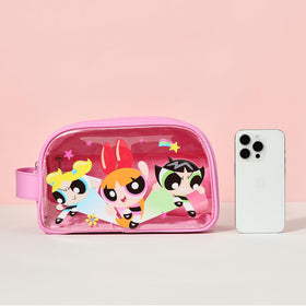 MINISO Powerpuff Girls makeup bag interior space shows roomy layout.