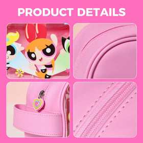 MINISO Powerpuff Girls makeup bag water-resistant material resists spills.