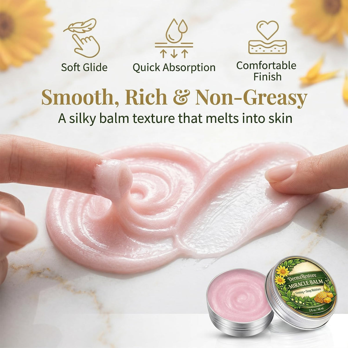 Back area being spread with Minnah Derma Restore Balm for even coverage.