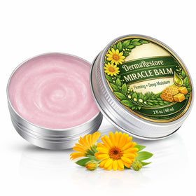 Minnah Derma Restore Balm jar with smooth, hydrating cream for daily care.