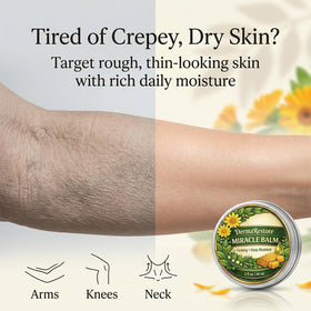 Minnah Derma Restore Balm applied to legs for deep hydration.