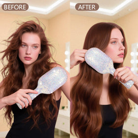 MInovel crystal detangling brush glides through thick hair for smooth styling.