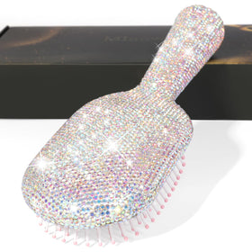 MInovel Rhinestone Hair Brush with crystal paddle for gentle detangling.