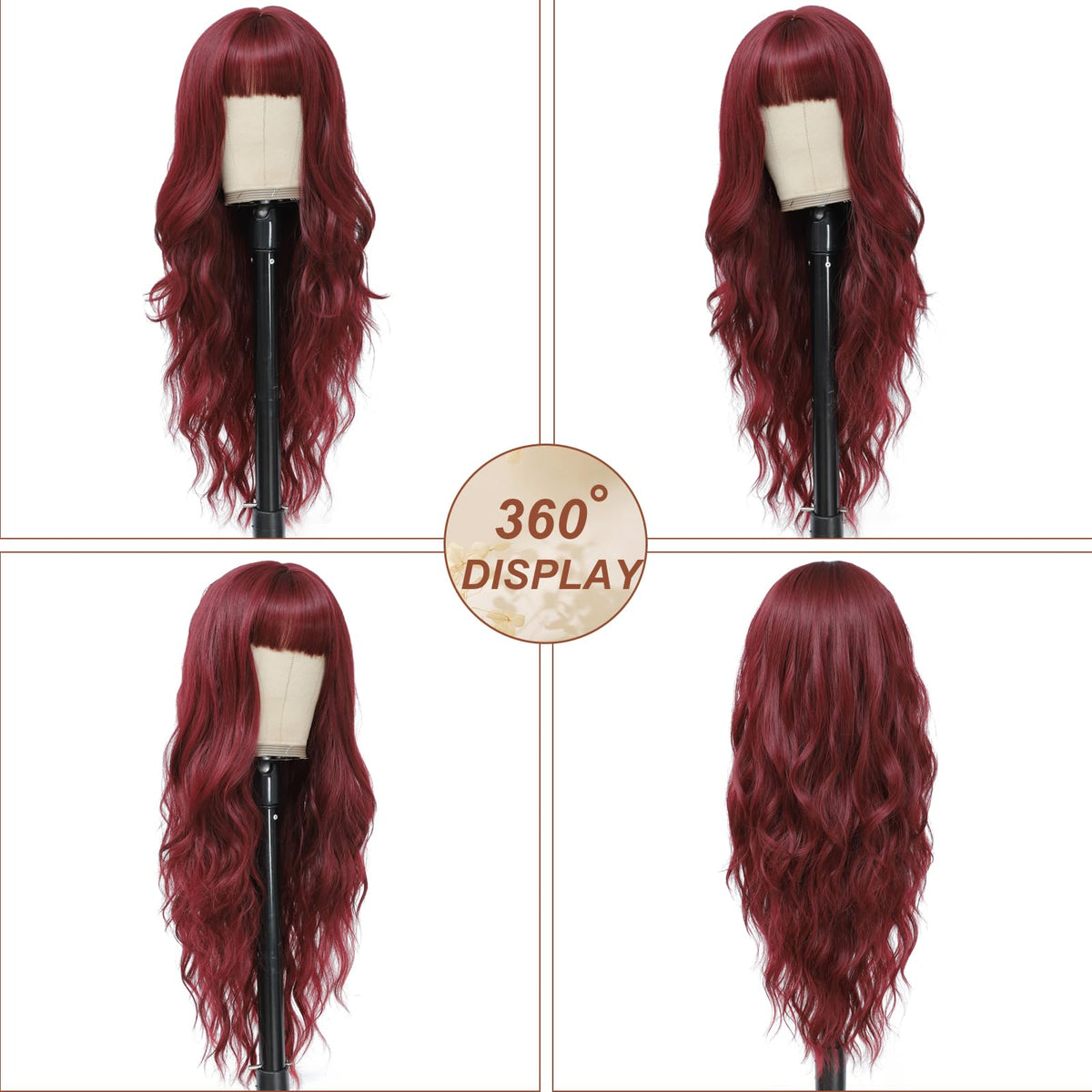MINSEEYOO burgundy wig heat-resistant fibers ideal for styling.