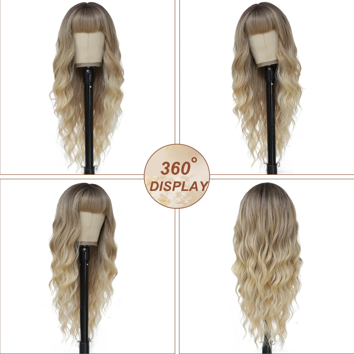 MINSEEYOO long wavy ombre hair emphasizes versatile styling options.